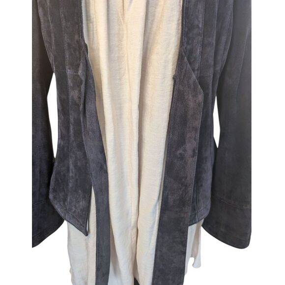 DANIER Plum Genuine Suede Leather Front Tie Pleated Jacket Size S - Picture 7 of 17